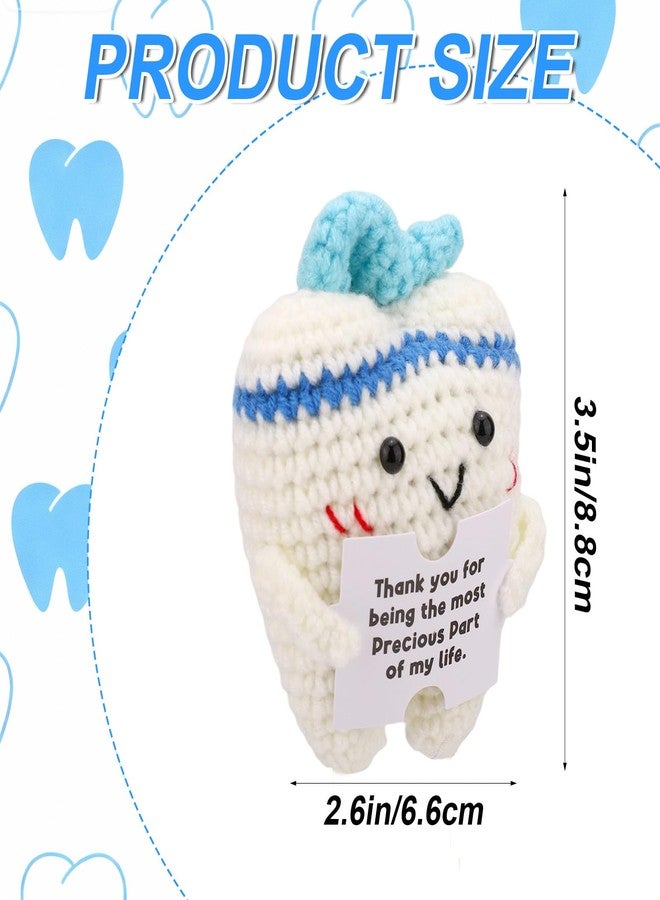 Penitue Funny Crochet Tooth Toy, Handmade Knitted Positive Tooth Doll Cute Crochet Motivational Doll with Encouragement Inspirational Card for Kids Adults Friends Dental Office Decor - Image 2